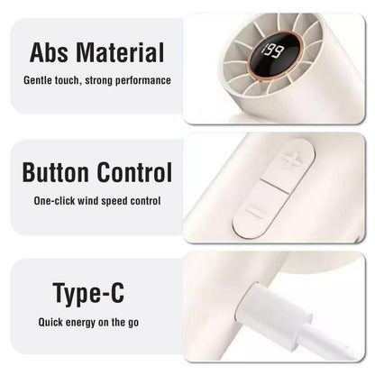 Ventilator de Mana fara Elice Turbo, Afisaj LED, Incarcare Type-C, A-170-3