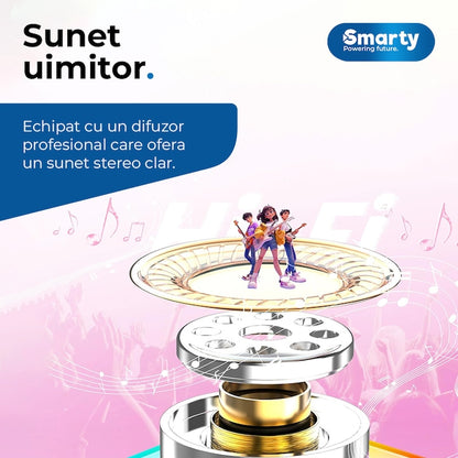 Set Boxa Bluetooth Karaoke cu 2 Microfoane Wireless, A-163-16