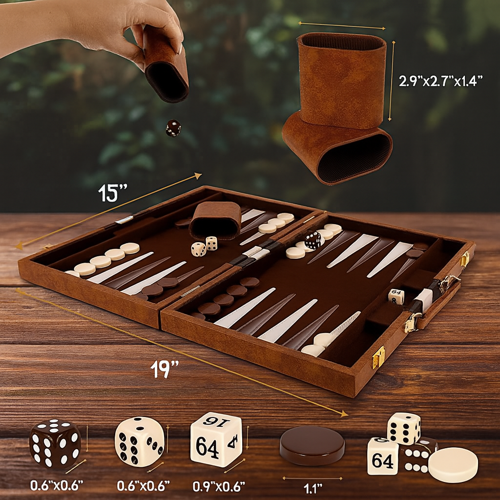 Set de Table Backgammon din piele 40 cm — Mai Mult Confort Oriunde