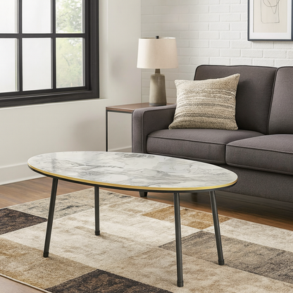 Masa de cafea moderna 90x50x42 cm MDF cu picioare metalice — Confort Practic Pentru Casa Ta