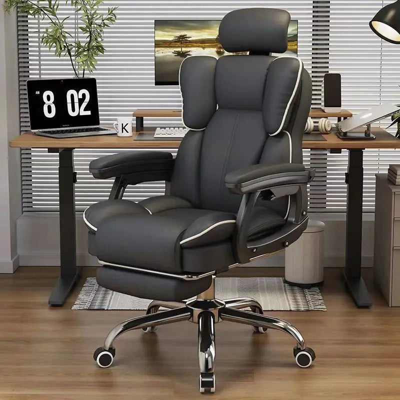 Scaun Ergonomic Directorial cu Suport Picioare Rabatabil Piele Ecologica — Confort Practic Pentru