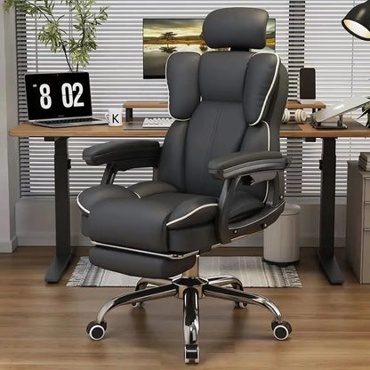 Scaun Ergonomic Directorial cu Suport Picioare Rabatabil Piele Ecologica — Confort Practic Pentru
