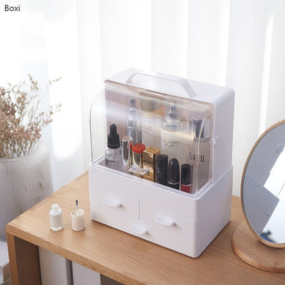 Organizator Cosmetice cu Capac Glisant Transparent si 3 Sertare — Confort Personal Zi de Zi