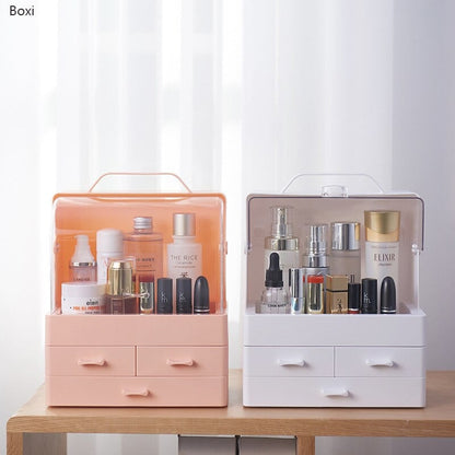 Organizator Cosmetice cu Capac Glisant Transparent si 3 Sertare — Confort Personal Zi de Zi