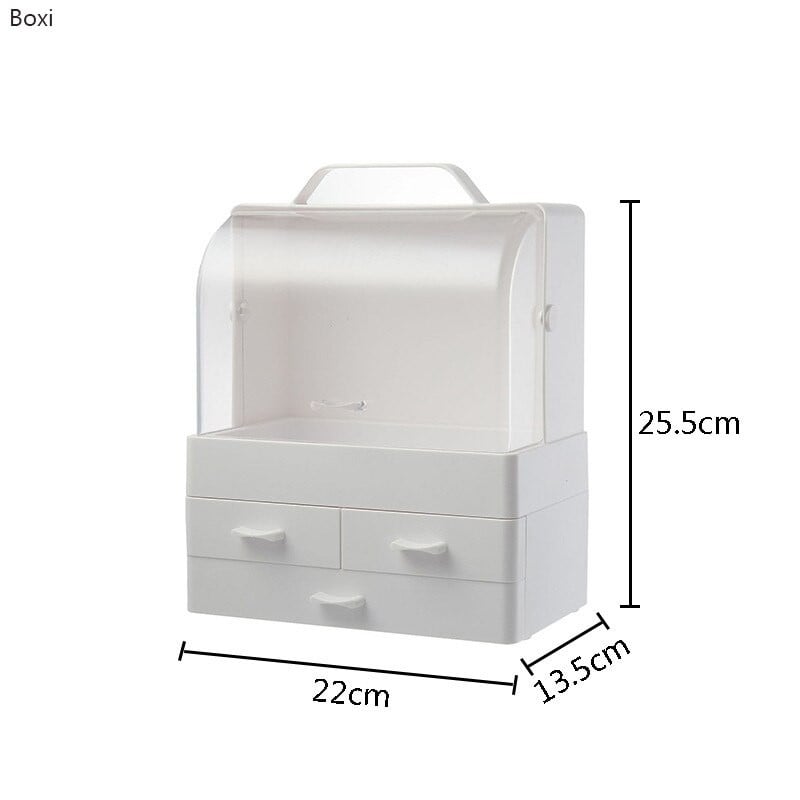Organizator Cosmetice cu Capac Glisant Transparent si 3 Sertare — Confort Personal Zi de Zi
