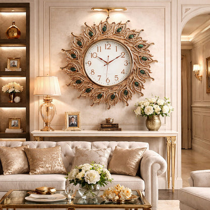 Ceas de perete decorativ 70 cm de paun design elegant — Confort Practic Pentru Casa Ta