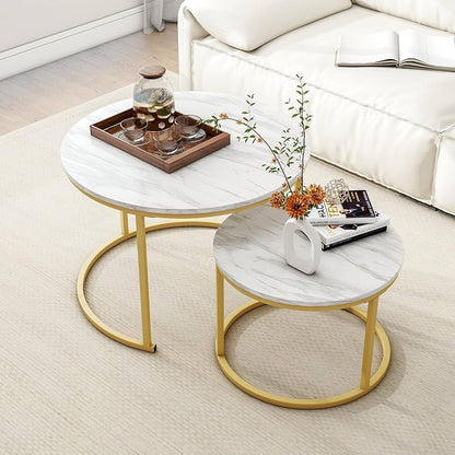 RESIGILAT - Set 2 masute rotunde de cafea cu efect — Confort Practic Pentru Casa Ta