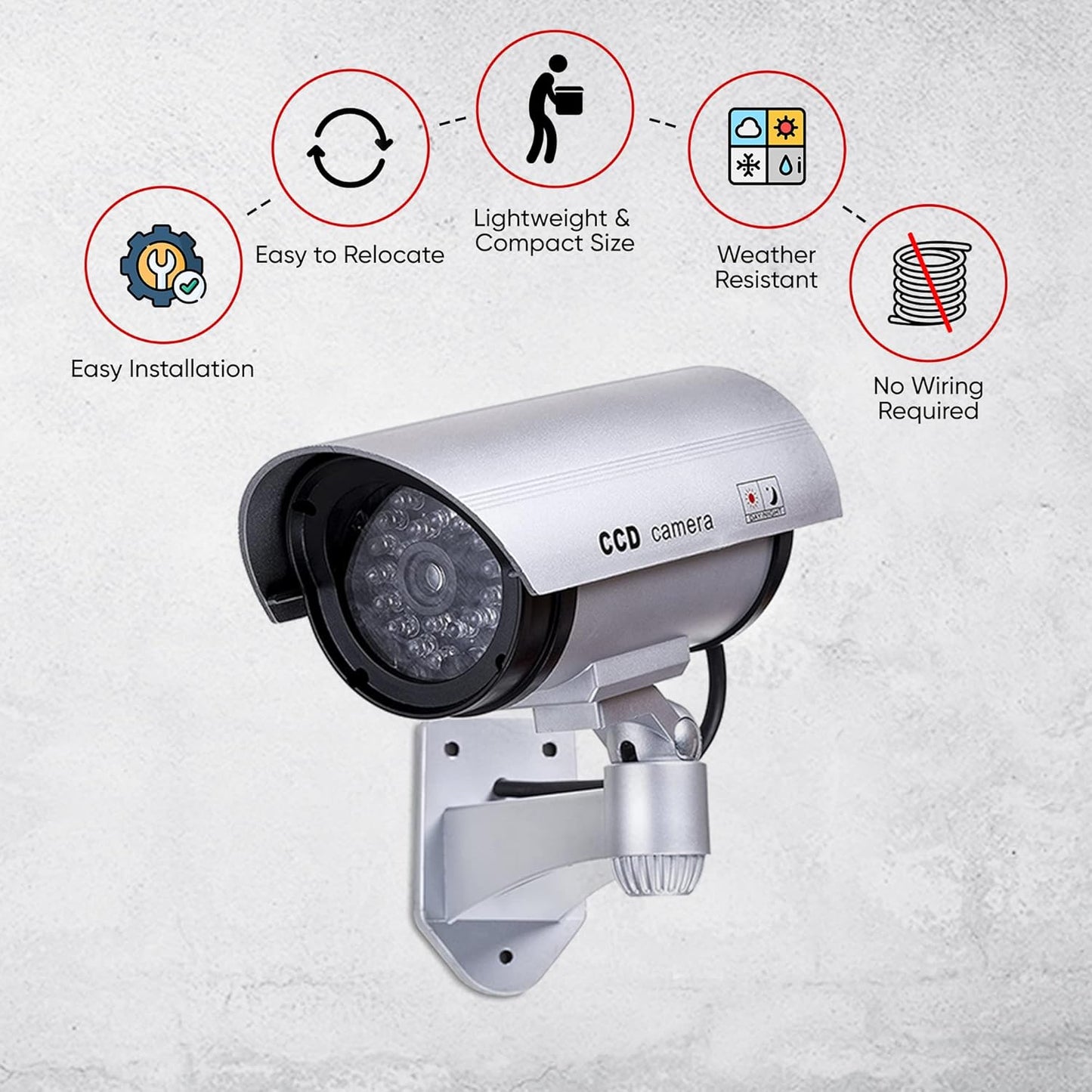 Set 4 camere supraveghere video false LED rosu avertizor — Control și Siguranță Zi de Zi