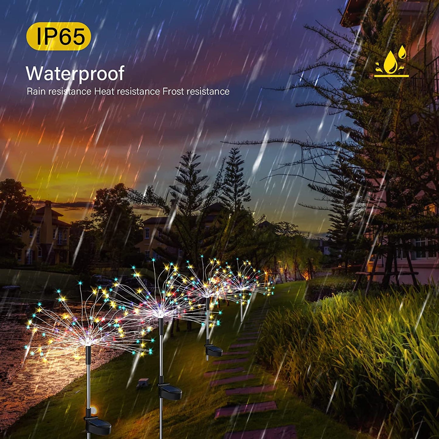 Set 2 Lampi solare artificii cu suport metalic 100 LED — Ambient Modern Pentru Acasă