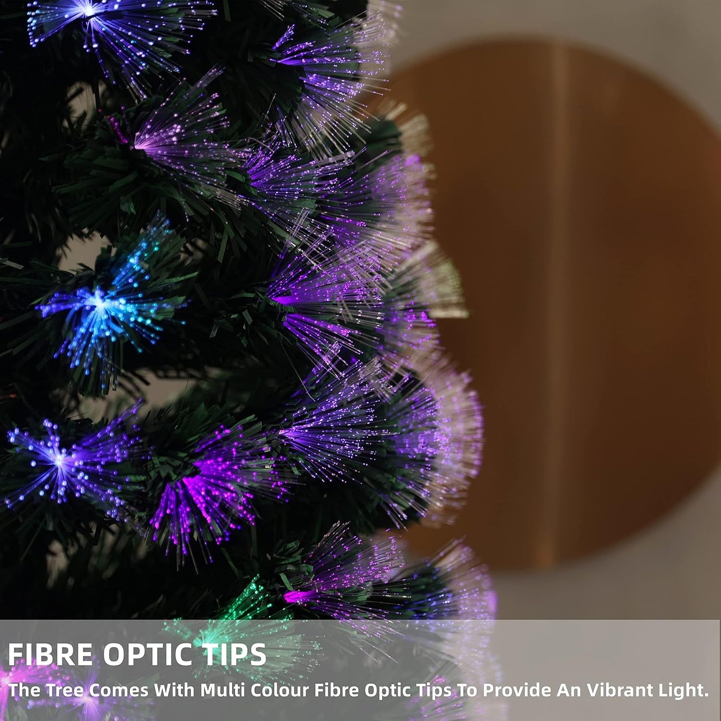 Brad artificial cu fibra optica multicolora si LED-uri 120cm pana — Ambient Modern Pentru Acasă