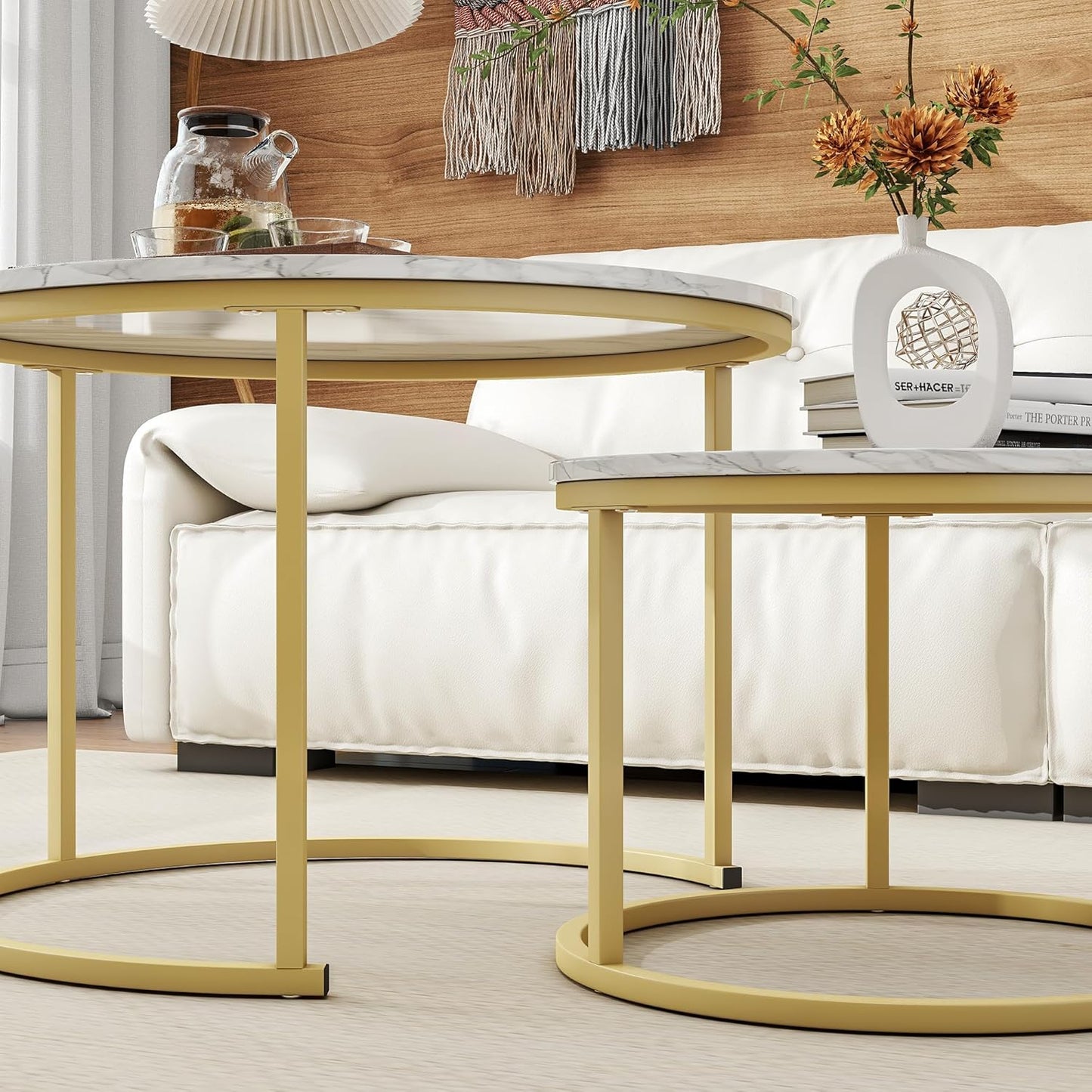 RESIGILAT - Set 2 masute rotunde de cafea cu efect — Confort Practic Pentru Casa Ta