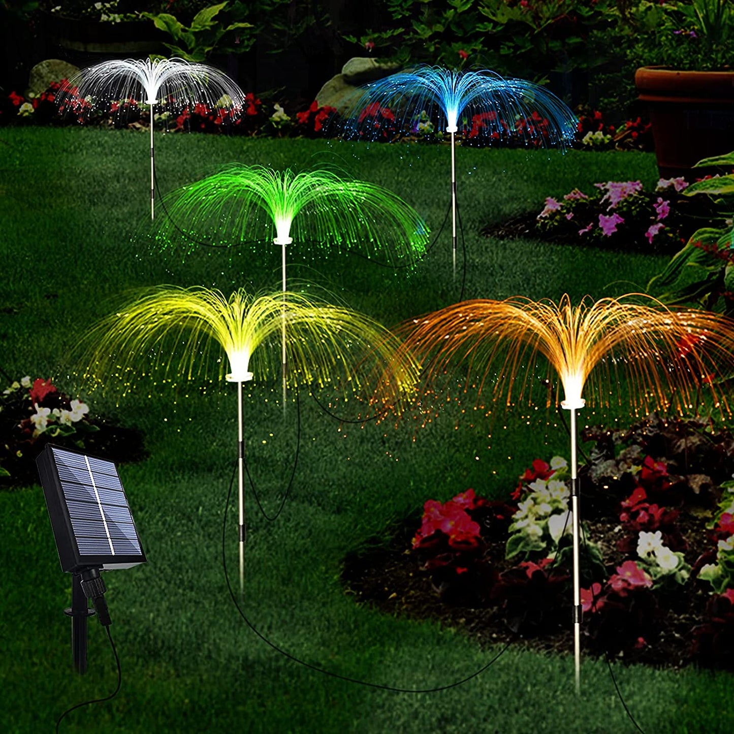 Set 2 x Lampa solara tip palmier cu fibra optica — Ambient Modern Pentru Acasă