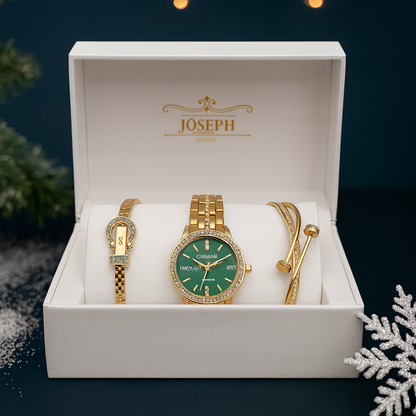 Set Ceas Elegant Dama cu Bratari Decorate cu Cristale — Utilitate Smart Zi de Zi