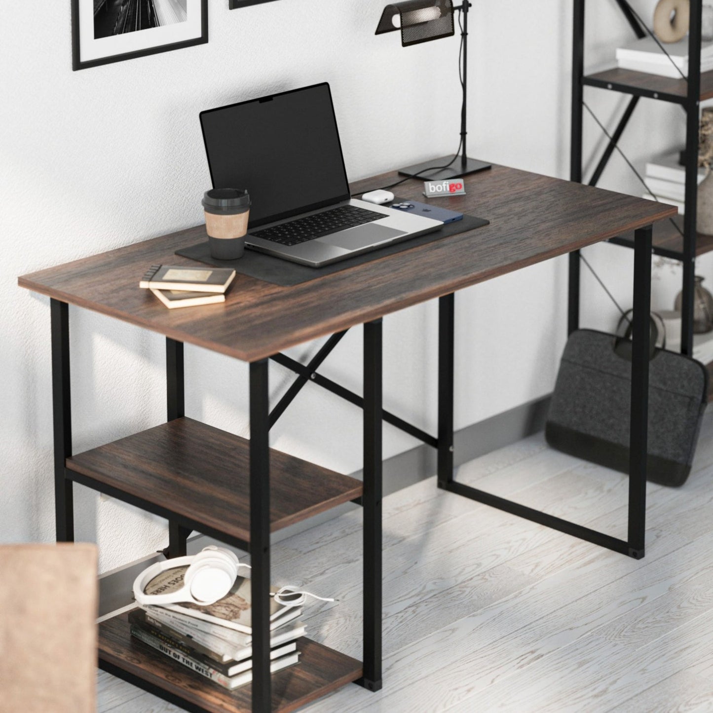 Birou modern cu rafturi laterale – PAL 18 mm — Confort Practic Pentru Casa Ta