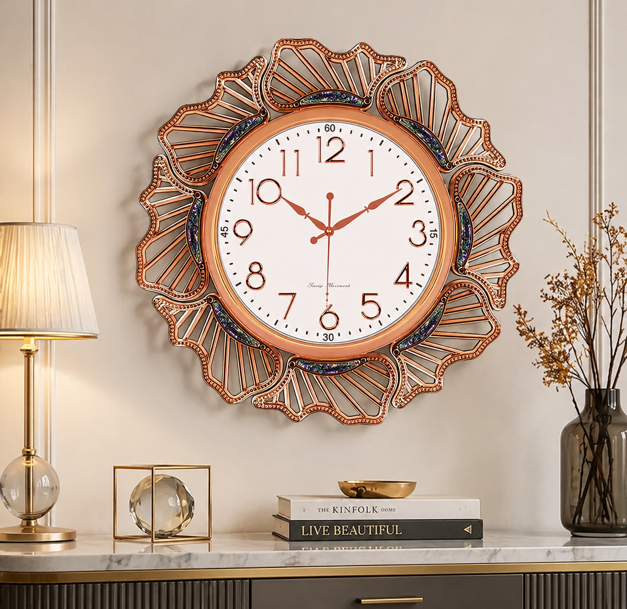 Ceas de perete modern decorativ 57 cm design elegant cu — Confort Practic Pentru Casa Ta