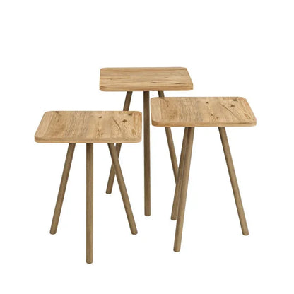 Set 3 masute decorative cu picioare din lemn 34x34 cm — Confort Practic Pentru Casa Ta
