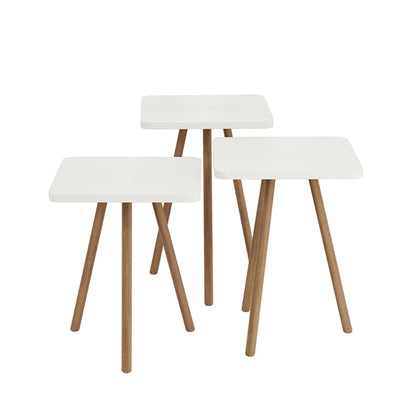 Set 3 masute decorative cu picioare din lemn 34x34 cm — Confort Practic Pentru Casa Ta