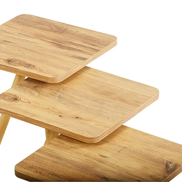 Set 3 masute decorative cu picioare din lemn 34x34 cm — Confort Practic Pentru Casa Ta