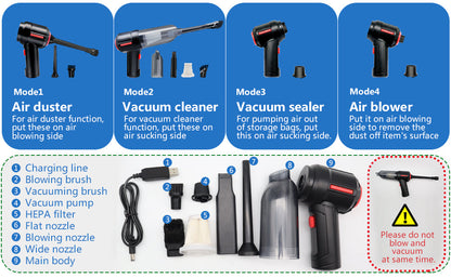 Aspirator si Suflanta de Aer Portabila 4-in-1 pentru masina — Confort și Siguranță la Drum