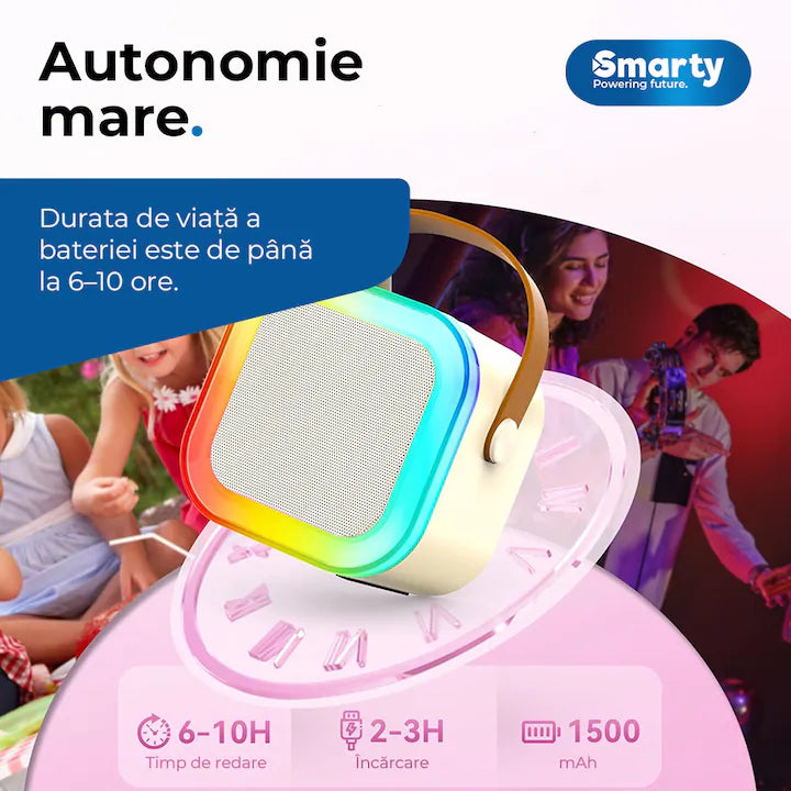 Set Boxa Bluetooth Karaoke cu 2 Microfoane Wireless, A-163-16