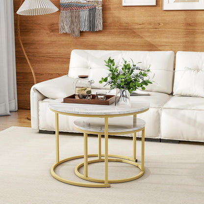 RESIGILAT - Set 2 masute rotunde de cafea cu efect — Confort Practic Pentru Casa Ta