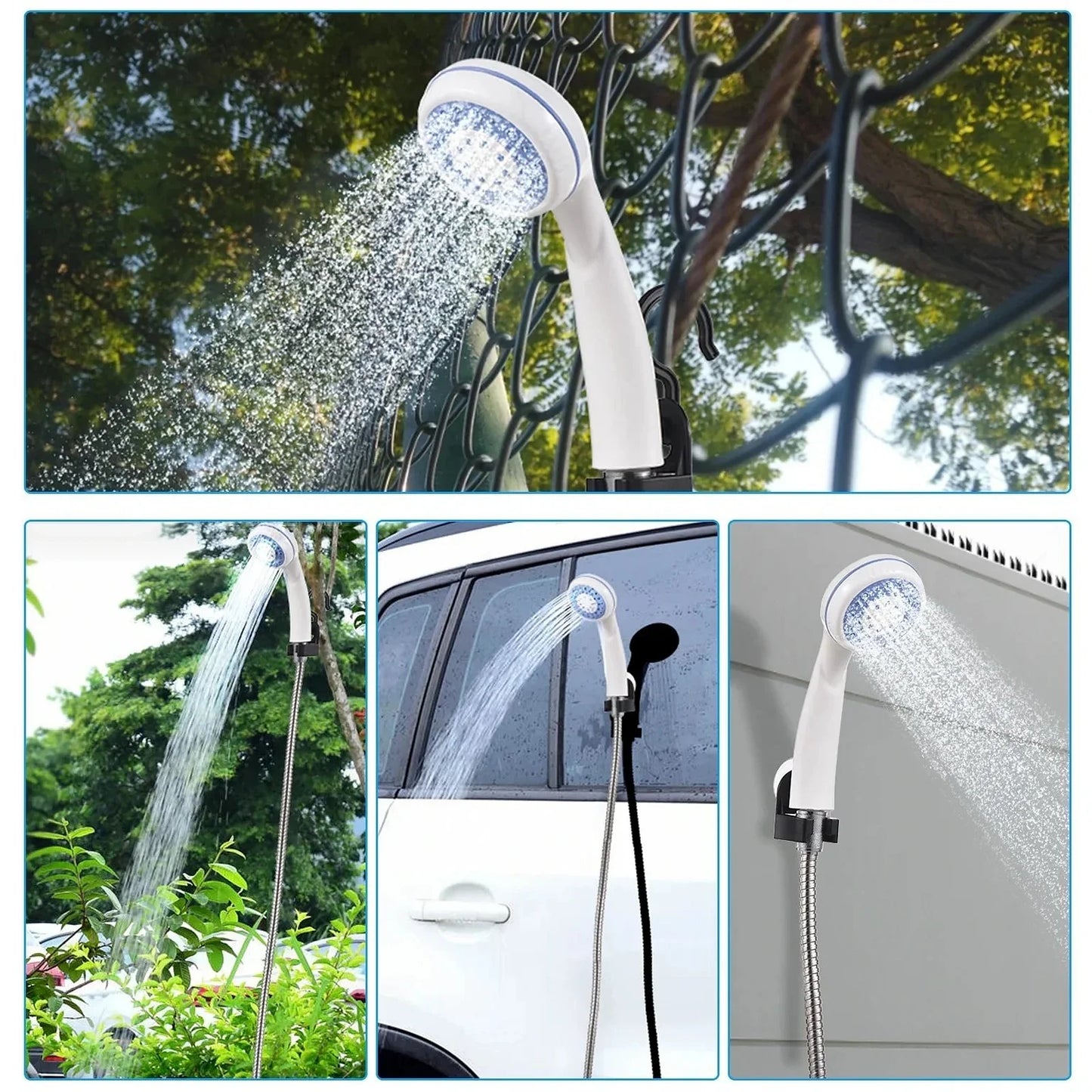 Dus portabil de camping cu robinet incorporat USB pentru interior/exterior — Mai Mult Confort