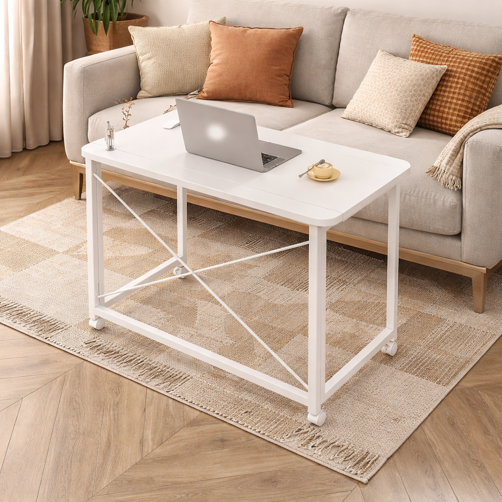 Birou compact cu roti 60x40x75 cm pentru laptop sau birou — Confort Practic Pentru Casa Ta