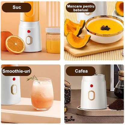 Set Blender Portabil Reincarcabil, 10 Lame Inox in 3D, 21.000 RPM, 450ml, A-161-17