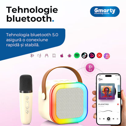 Set Boxa Bluetooth Karaoke cu 2 Microfoane Wireless, A-163-16