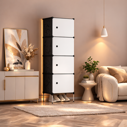 Organizator depozitare 4 compartimente 42x36x136 cm Alb — Confort Practic Pentru Casa Ta