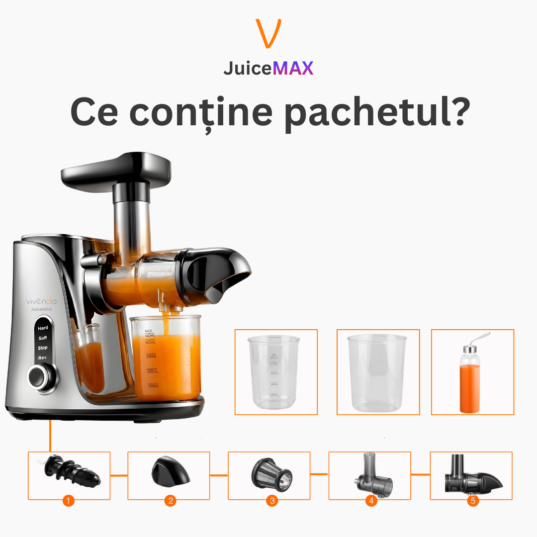 Multifunctional JuiceMAX cu Presare la Rece – Motor DC 150W — Mai Mult Confort în Bucătărie