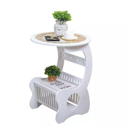 Masuta decorativa pentru cafea cu suport reviste si ziare 28cm — Confort Practic Pentru Casa Ta