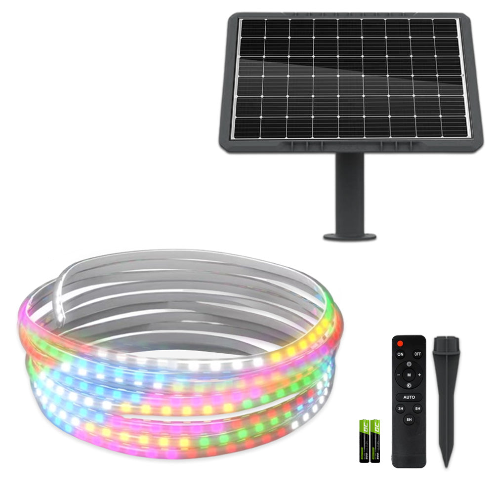 Kit Banda LED Multicoloră, RGB, 5 Metri, Panou Solar Monocristalin, 50W, IP65, ClassLights
