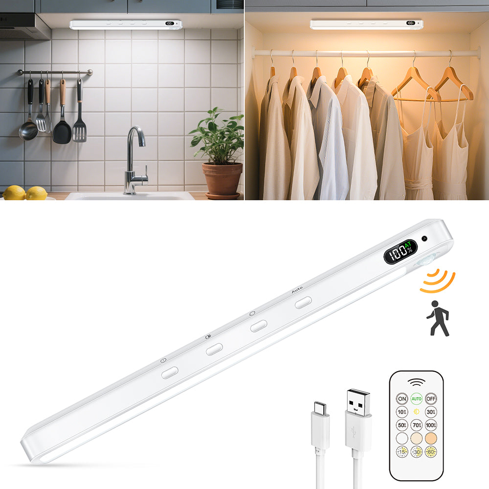 Lampă LED pentru Dulap cu Telecomandă si Senzor de Mișcare — Alb Reglabil 3000-6000K, Baterie 1500mAh