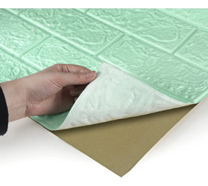 Tapet 3D caramida Verde deschis auto-adeziv pentru interior 70 x — Confort Practic Pentru Casa Ta