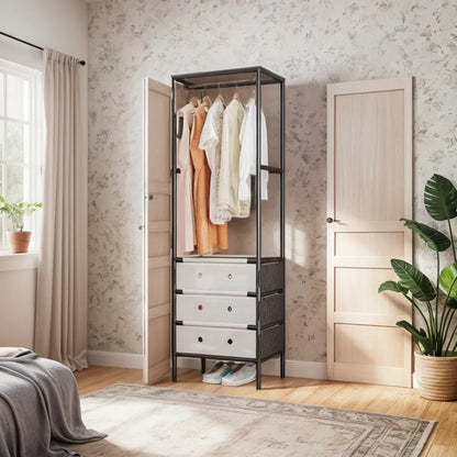 Organizator haine cu 3 sertare si bara umerase 41x41x188 cm — Confort Practic Pentru Casa Ta