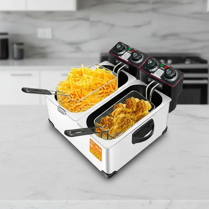 Friteuza dubla RAF R.5223 2x3L 4000W inox — Mai Mult Confort în Bucătărie
