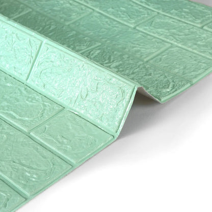 Tapet 3D caramida Verde deschis auto-adeziv pentru interior 70 x — Confort Practic Pentru Casa Ta