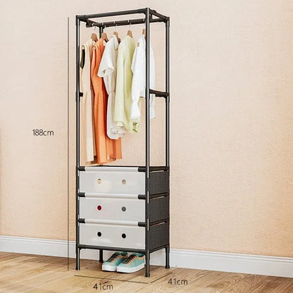 Organizator haine cu 3 sertare si bara umerase 41x41x188 cm — Confort Practic Pentru Casa Ta