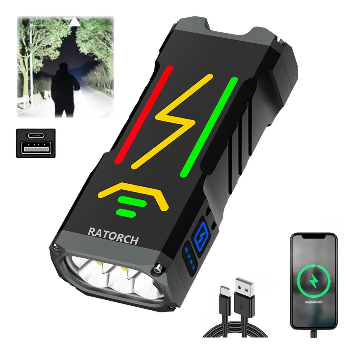 Lanterna Profesionala YM-G666 6 LED uri P90 reincarcabila USB — Ambient Modern Pentru Acasă