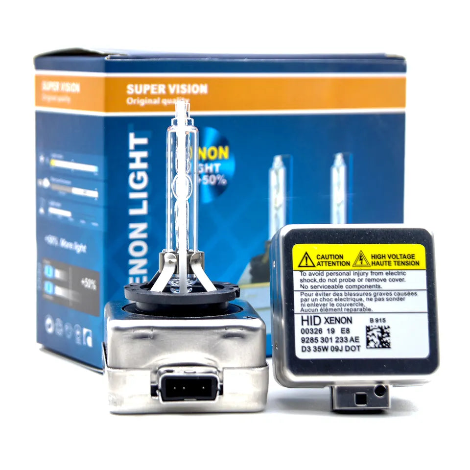 Set 2 becuri xenon D3S 6000K 35W SuperVision +200% — Confort și Siguranță la Drum