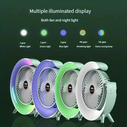 Mini ventilator de birou rotund cu LED RGB — Utilitate Smart Zi de Zi