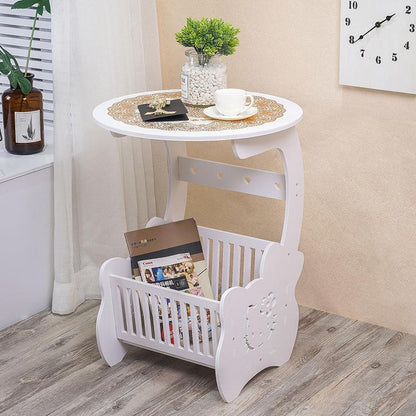 Masuta decorativa pentru cafea cu suport reviste si ziare 28cm — Confort Practic Pentru Casa Ta