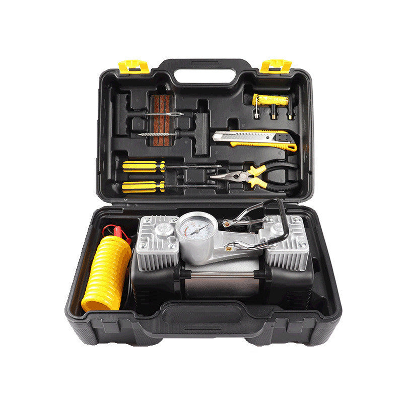 Kit pentru pana compresor 12V 2 cilindri si 7 accesorii — Confort și Siguranță la Drum