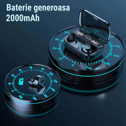 Casti wireless M10 Bluetooth 5.3 LED — Utilitate Smart Zi de Zi