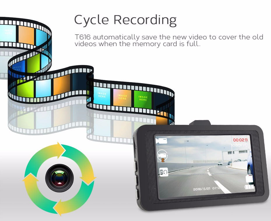 Camera auto DVR 1080P Full HD display 3 inch — Control și Siguranță Zi de Zi