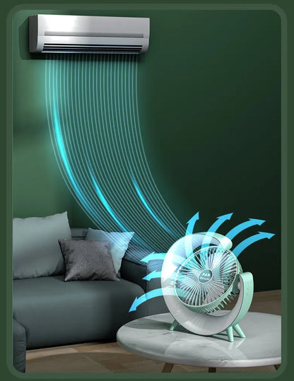 Mini ventilator de birou rotund cu LED RGB — Utilitate Smart Zi de Zi