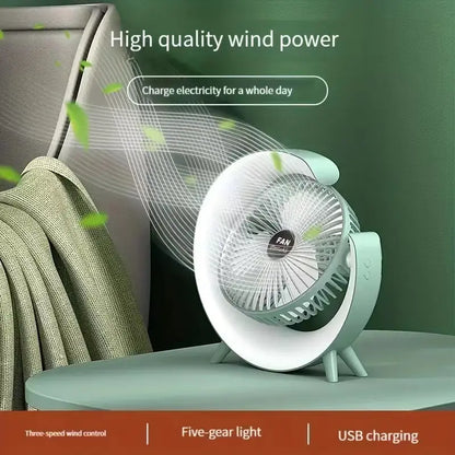 Mini ventilator de birou rotund cu LED RGB — Utilitate Smart Zi de Zi