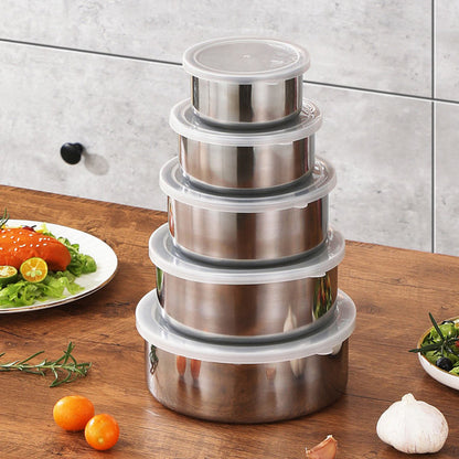 Set 5 Caserole Metalice cu Capac Plastic — Mai Mult Confort în Bucătărie