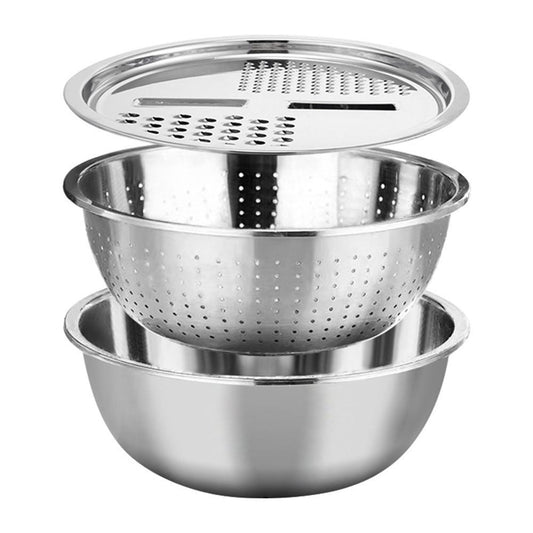 Bol din inox cu si razatoare 3 in 1 28cm — Mai Mult Confort în Bucătărie
